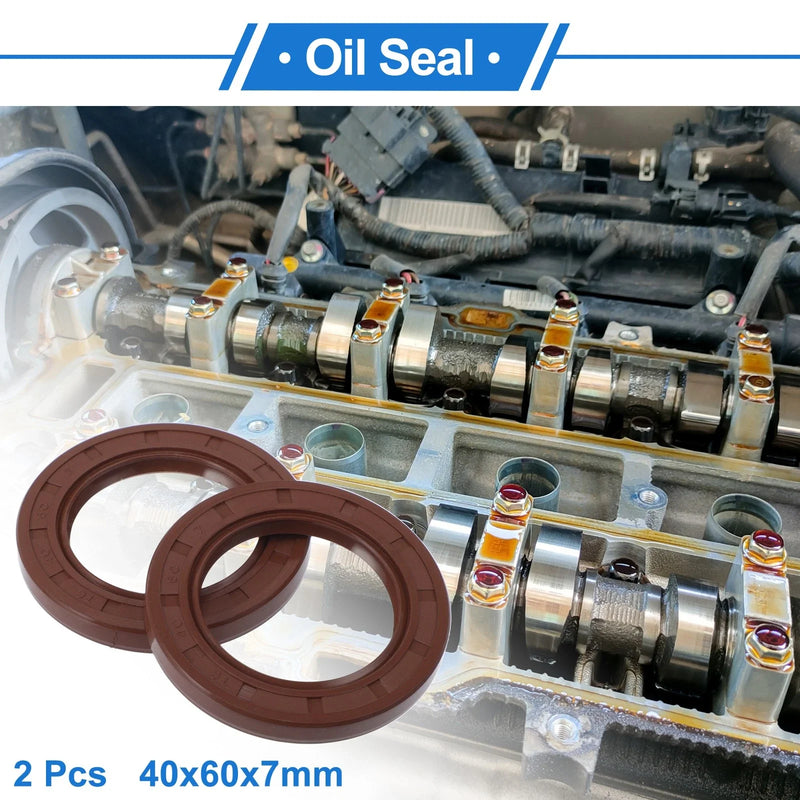 Oil Seal 2 x Seal Ring Rotary Shaft Seal FKM Rubber 40x60x7mm Brown