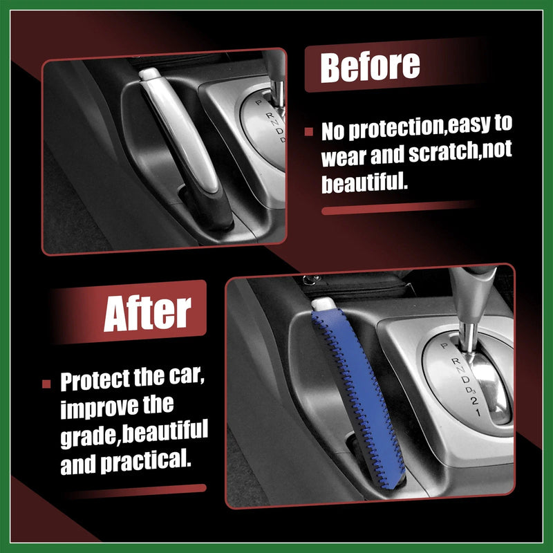 Ford - Black Blue Faux Leather Handbrake Cover (Compatible with Various Years)