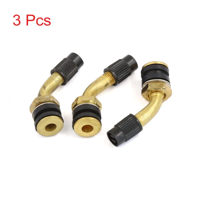 Moped Scooter Motorcycle 3 x Brass Angled Tubeless Tyre Tire Valve Stem