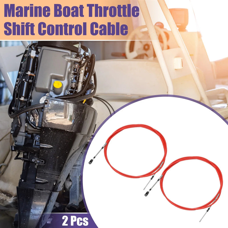 2 x 500cm 16FT Marine Throttle Control Cable Red with Fastening Head