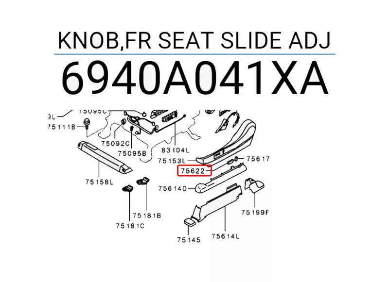Mitsubishi L200 Triton Front Seat Slide Adjuster Knob (2005-2014)