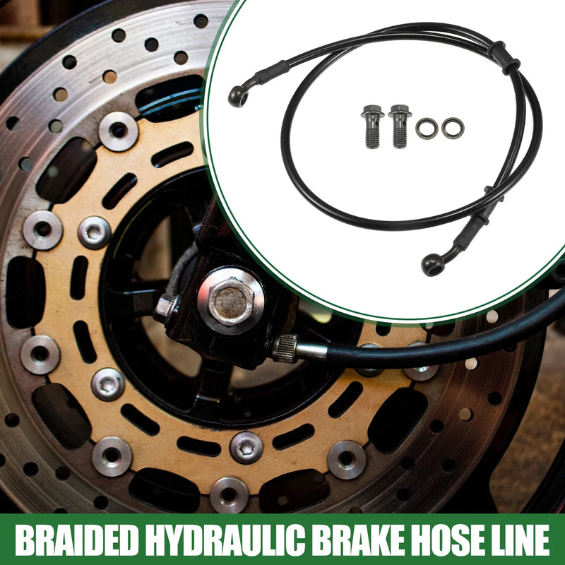 Motorcycle 100cm Braided Hydraulic Brake Line Oil Hose Black Army Green