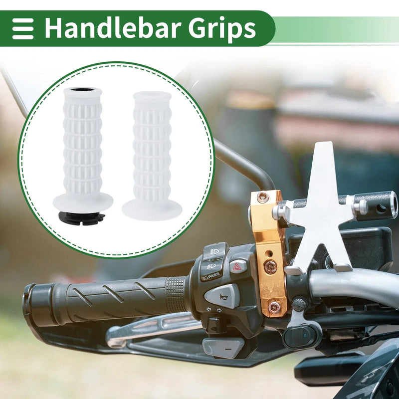 Motorcycle 7/8" 22mm Hand Grips Cover Kit End Grips TPU White