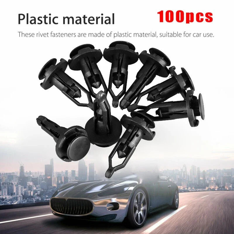 Car 9mm Plastic Bumper Retainer Clips 100-pack