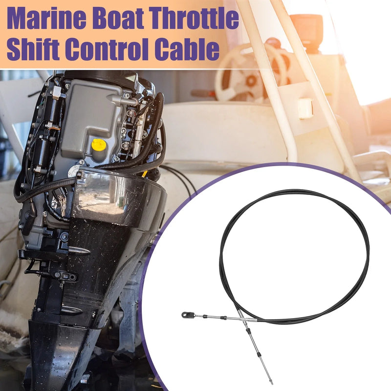 Marine Boat Throttle Control Cable 10FT Black with Fastening Head