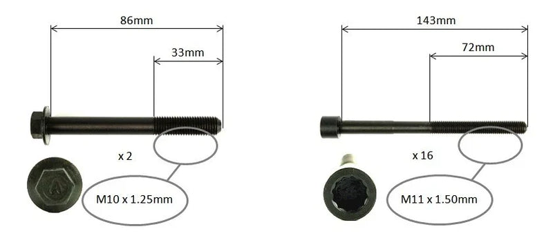 TOYOTA TARAGO GSR50 KLUGER GSU40 GSU45 3.5L 2GRFE CYLINDER HEAD BOLT SET