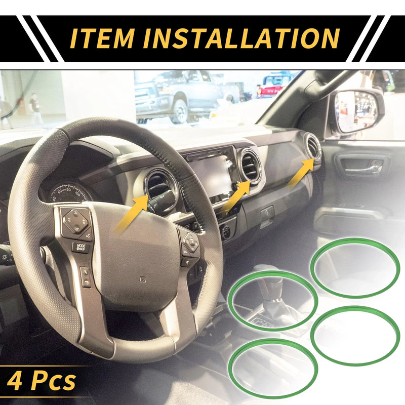 Toyota Tacoma Green 4 Pcs AC Vent Dashboard Decoration Rings (2016–2021)