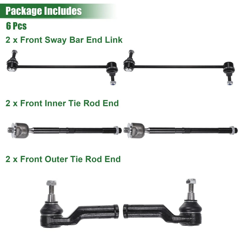 Ford C-Max 6pcs Front Suspension Kit Tie Rod Ends & Sway Bar Links (2013-2014)