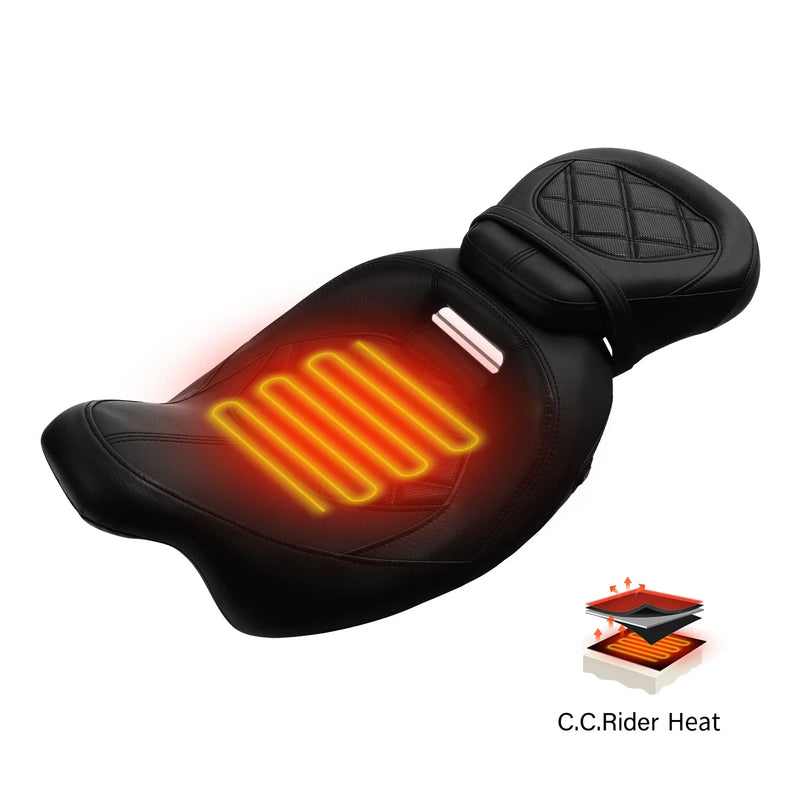 Harley CVO Road Street Glide Heated Black Driver & Passenger Seats (09-23)