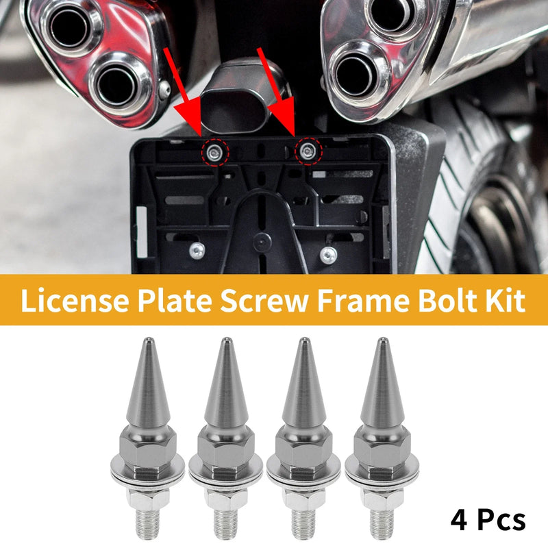 Motorcycle Universal M6 License Plate Screws Cover 4 x 54mm Titanium Tone