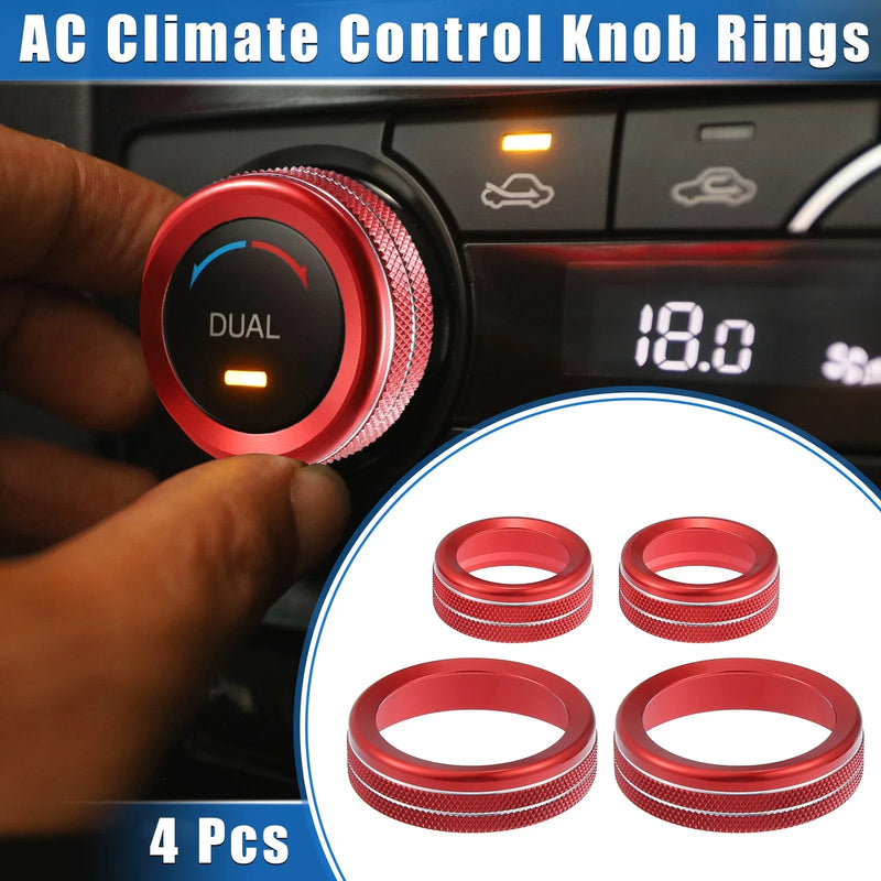 Ford Maverick (2022-2023) Red 4 Pcs AC Climate Control Knob Rings