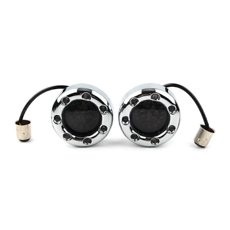 Harley - 1157 Fire Ring Chrome Housings Amber LED Turn Signal Lights