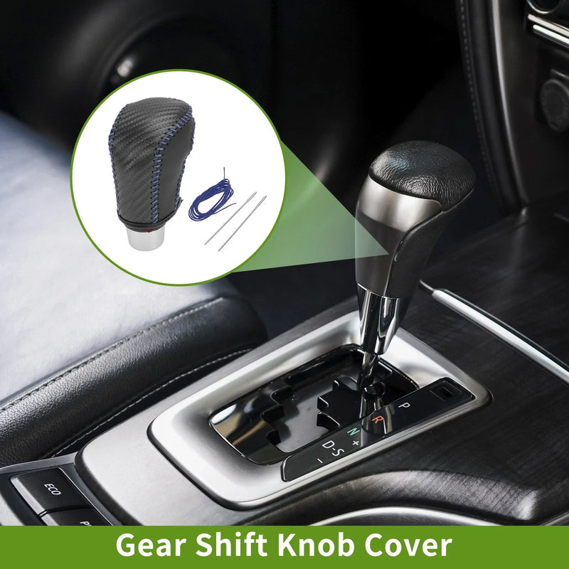 Honda Civic (2016-2021) Black Carbon Fiber Blue Car Gear Shift Knob Cover