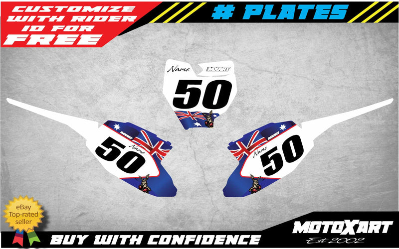 KTM 50 Custom Number Plate Stickers 2016-2023 Aussie Style Decals