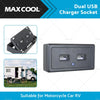 Motorcycle Car RV Dual USB Fast Charger Socket Power Outlet Panel