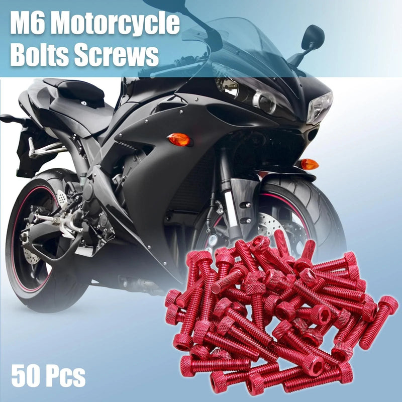 Motorcycle Car 50pcs M6 x 30mm Hex Socket Fastener Bolts