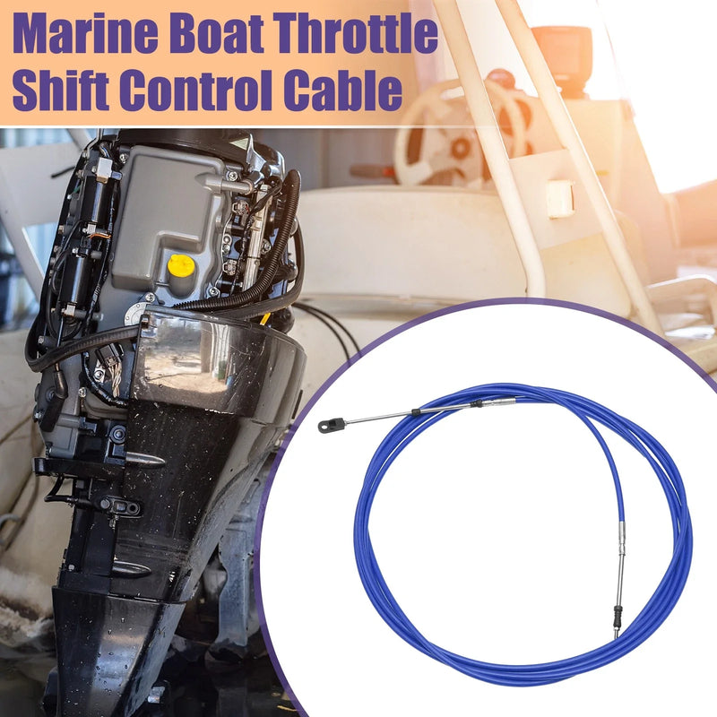 Marine Boat 600cm 20FT Throttle Control Cable Blue with Fastening Head