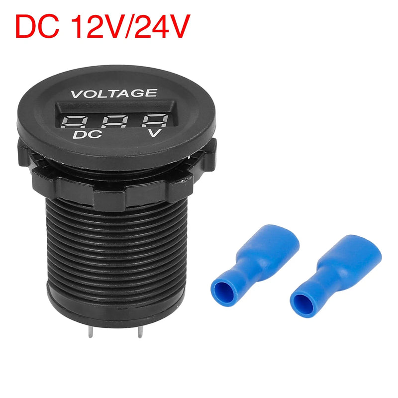 Voltmeter Motorcycle Car Waterproof DC 12V 24V Blue LED Light Digital Panel