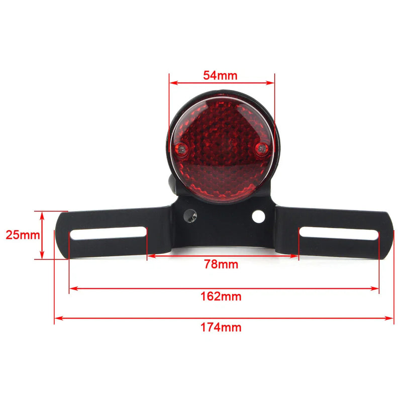 Bobber Chopper Cafe Racer 12V Round Red Motorcycle Brake Tail Light (N/A)