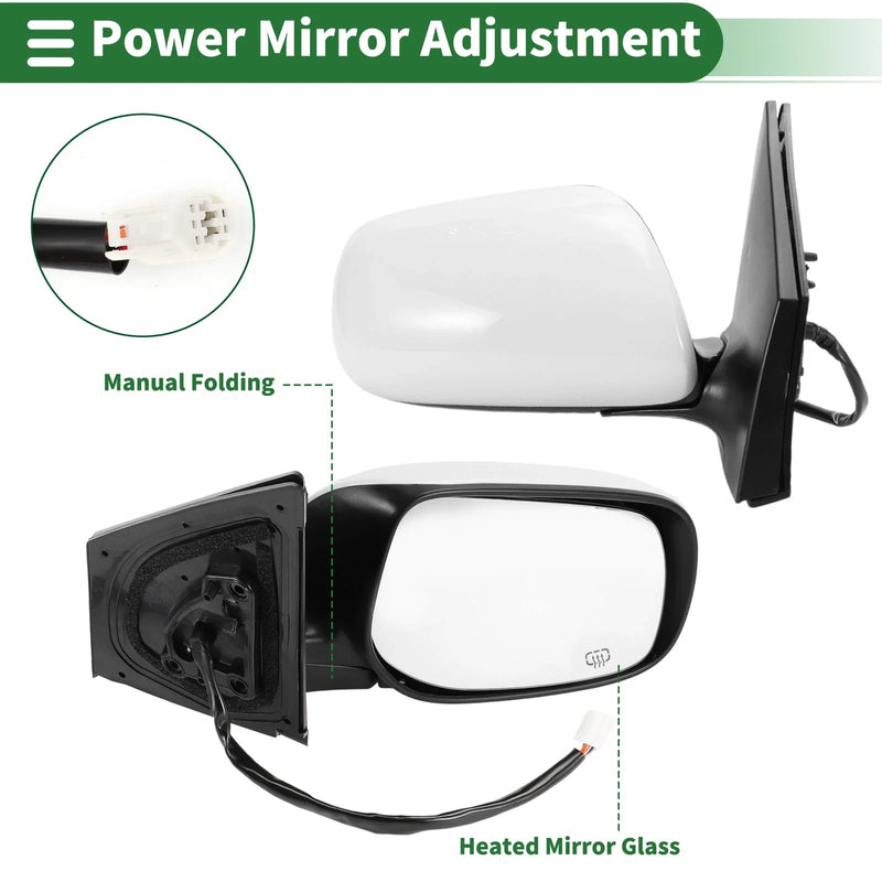 Toyota Corolla (2009-2013) Manual Folding White Right Side Door Mirror