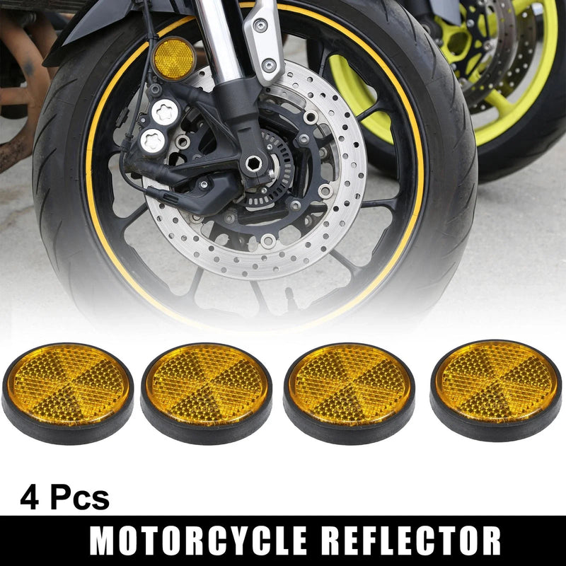 Motorcycle 4pcs M6x1.0 Orange Universal Screw Mount Round Warning Reflector