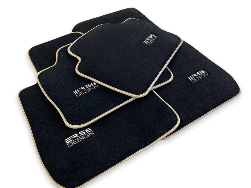 BMW M6 Series F06 GC (2012-2019) - Black Beige Rounds Premium Floor Mats