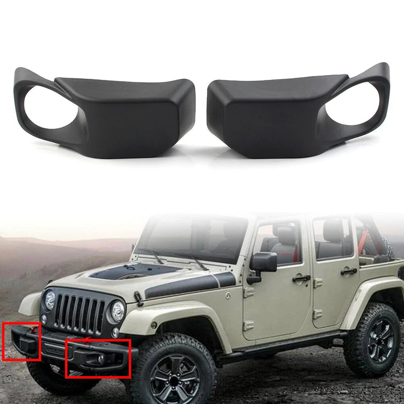 Jeep Wrangler Black Front Bumper Fog Light Bezels (2013-2017)
