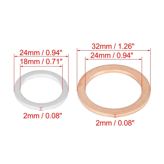 6 x Oil Drain Plug Gaskets for Toyota (12157-10010, 90430-24003)