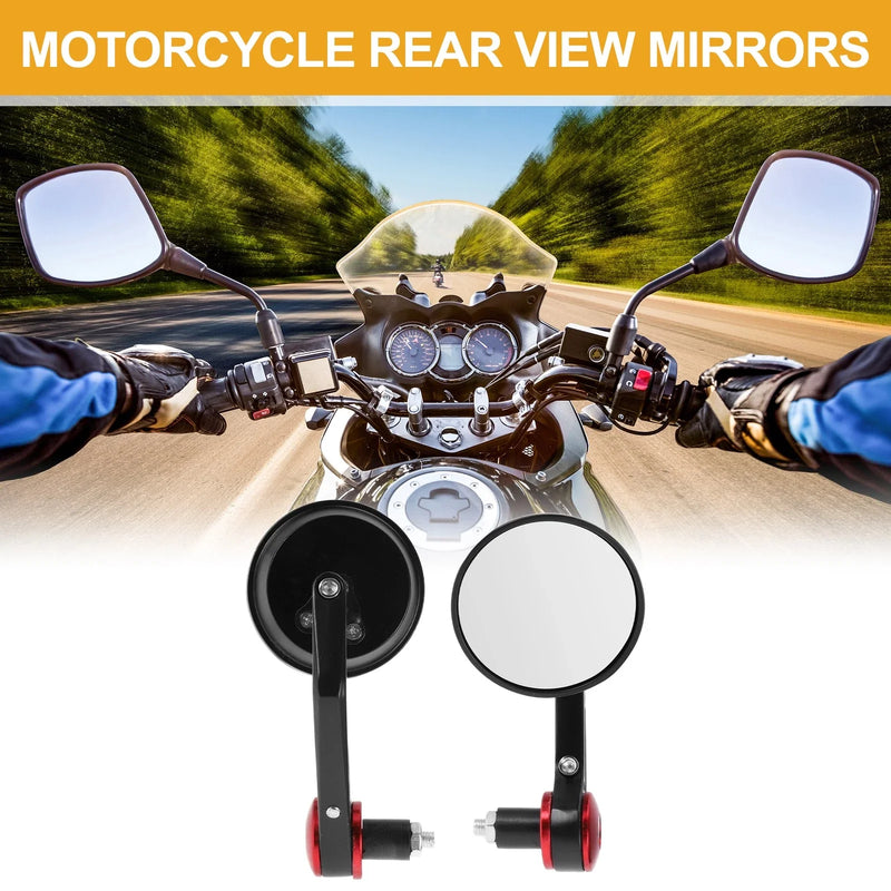 Rear View Mirrors Aluminum Black Red / 1 Set / M8 Motorcycle