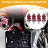 Universal Motorcycle License Plate Screws Cover M6 45mm Red 4 Pcs