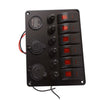 Car Marine Boat 6-Gang Waterproof Circuit Red LED Rocker Switch Panel