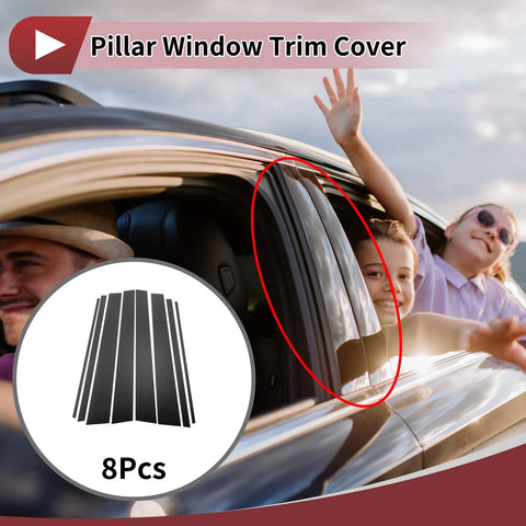 Toyota Prado 8 Pcs Car Door Pillar Window Trim Carbon Fiber (2003–2009)