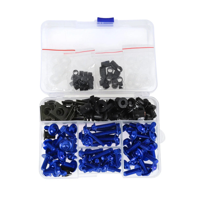 Kawasaki Yamaha Suzuki Windshield Bolts Stainless Steel Rubber Blue