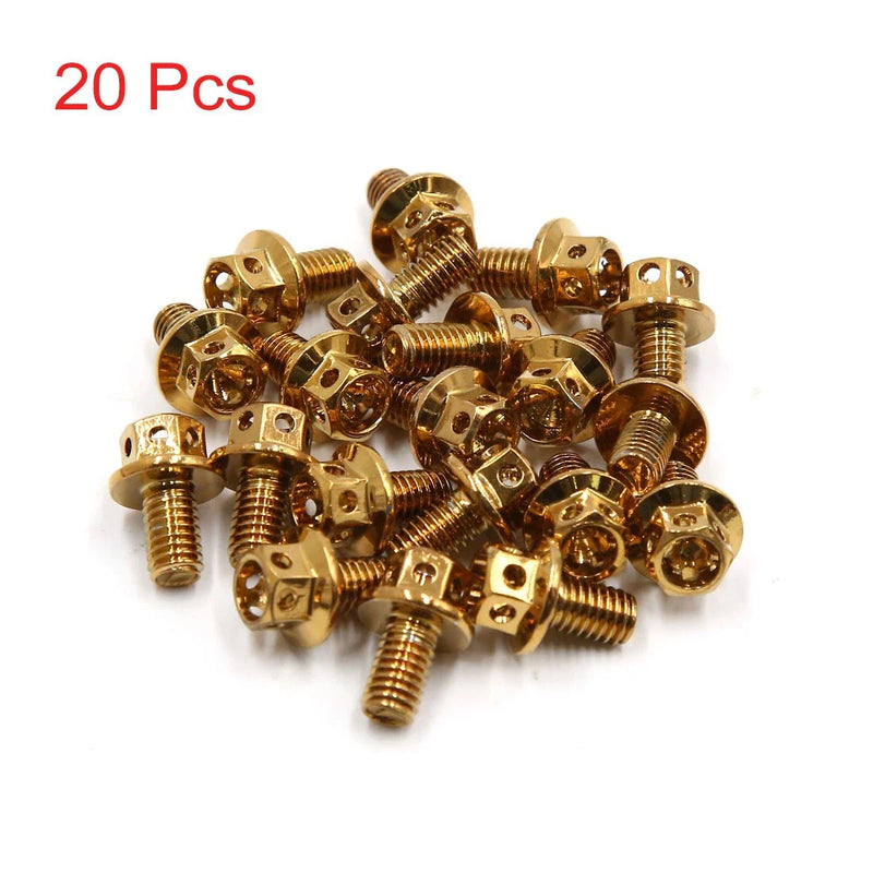 MakeModel Bolts / 20Pcs M6x10mm / Gold Ti Alloy Motorcycle Bolts