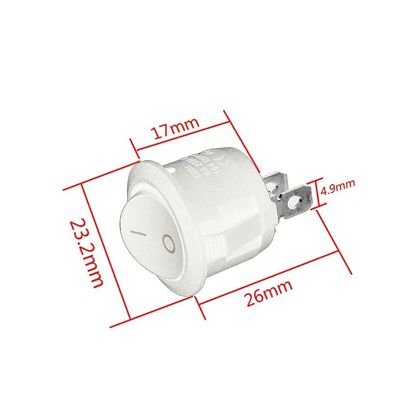 MOTORHOME Mini Rocker Switches 5 Pcs White 2-Pin On-Off