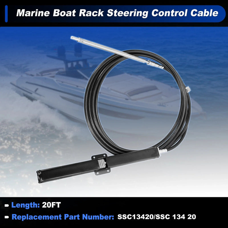 Steering Control Cable 20 Ft Marine Boat Rack Black 1 Pc