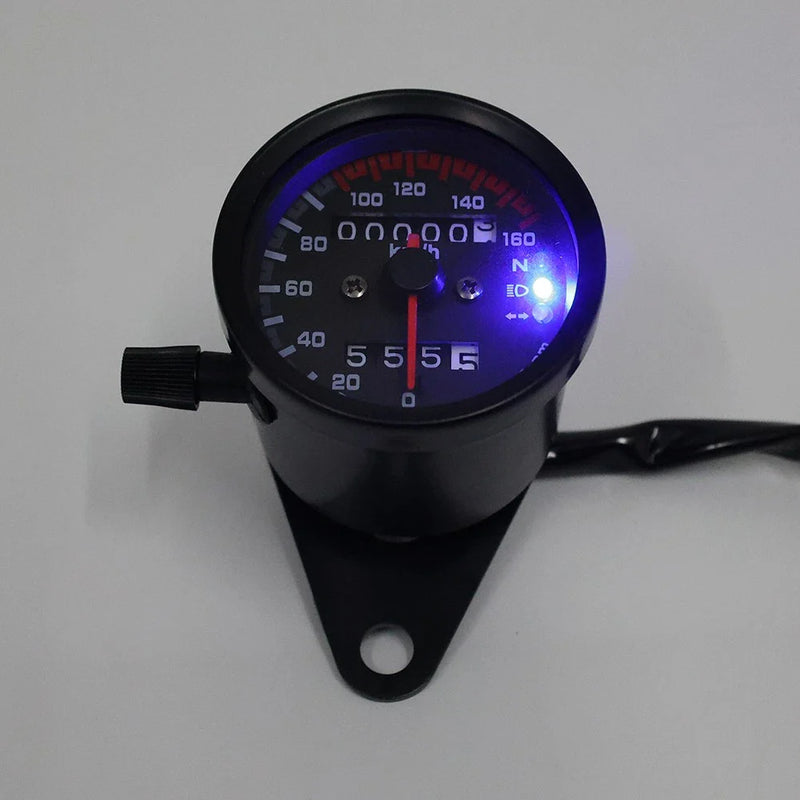 Motorcycle Universal Mini Speedometer Odometer Gauge w/ Indicator Light (12V)