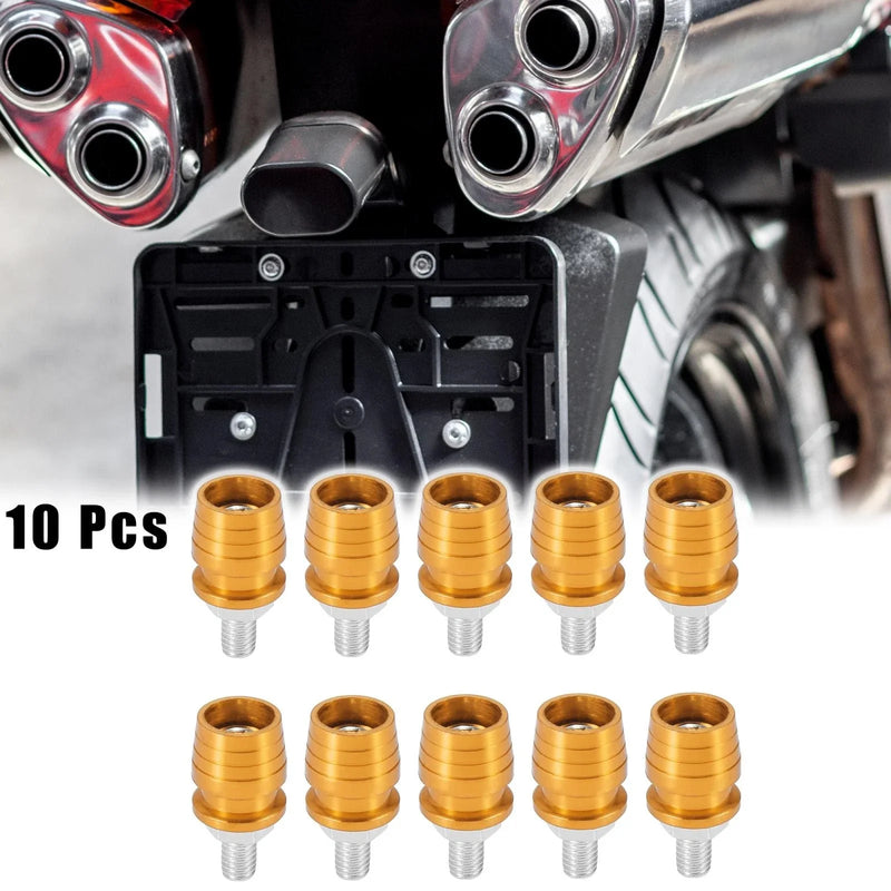 Motorcycle 10pcs Universal License Plate Frame with M6 Bolts Gold Tone