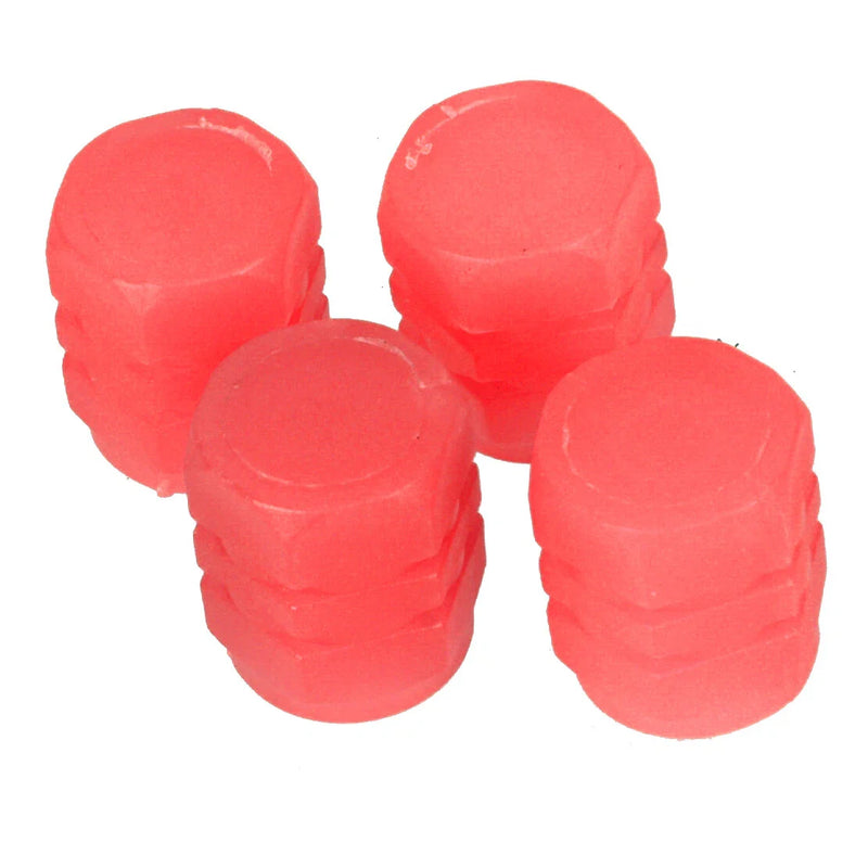 Car - Blue / Red 4 x Fluorescent Luminous Tire Valve Stem Caps