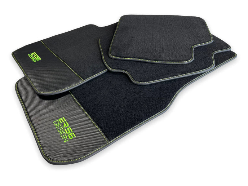 BMW 7 Series F02 Long Model Carbon Fiber Leather Floor Mats (2010-2015)