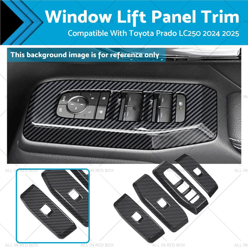 Toyota Prado LC250 4Pcs Window Lift Panel Trim ABS Carbon Fiber (2024-2025)