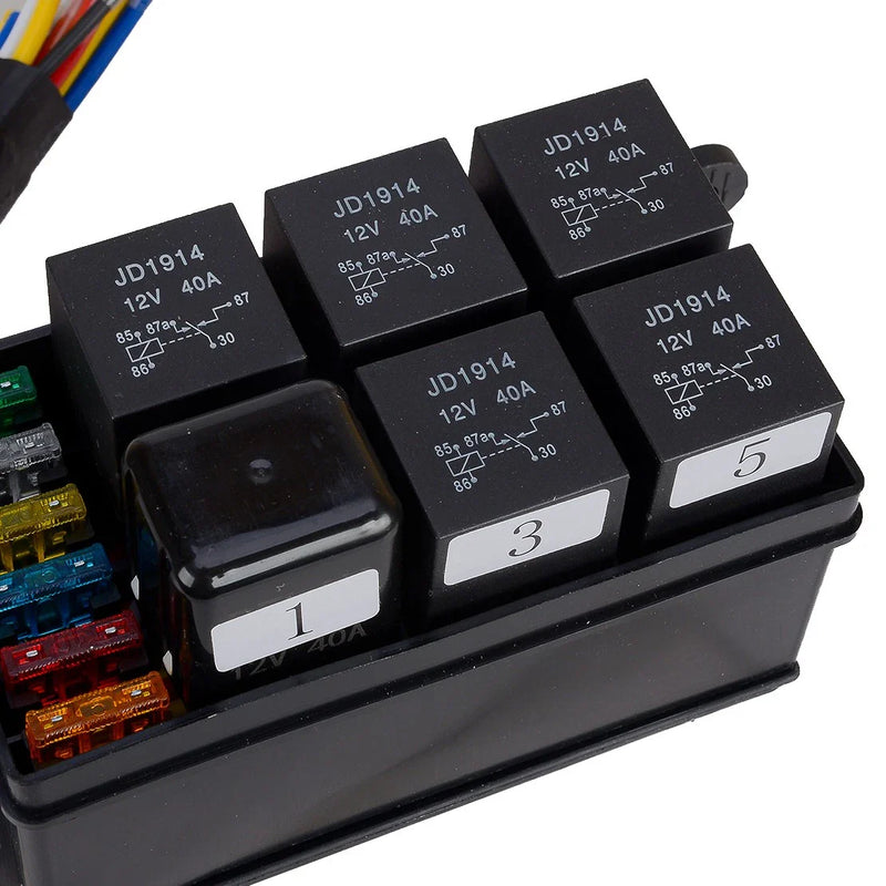 Car Truck 12V Fuse & Relay Box with 6 ATO ATC Fuse Slots