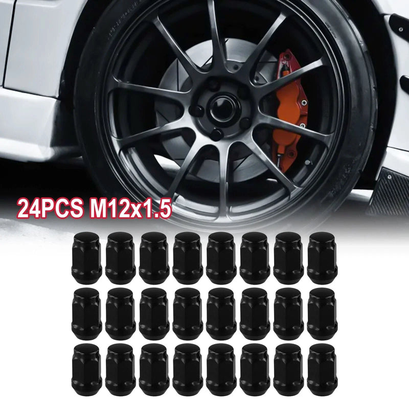 Land Cruiser Prado Ford 24 Pcs / M12x1.5 / Wheel-Nuts Black Lug Nut Socket