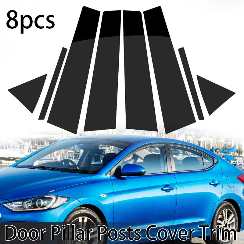 Hyundai Elantra 8 x Black Door Trim Window Pillar Posts (2017-2020)
