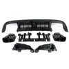 Benz W205 C63 C43 B Style LED Bumper Diffuser + Carbon Exhaust Tips (2015-2021)