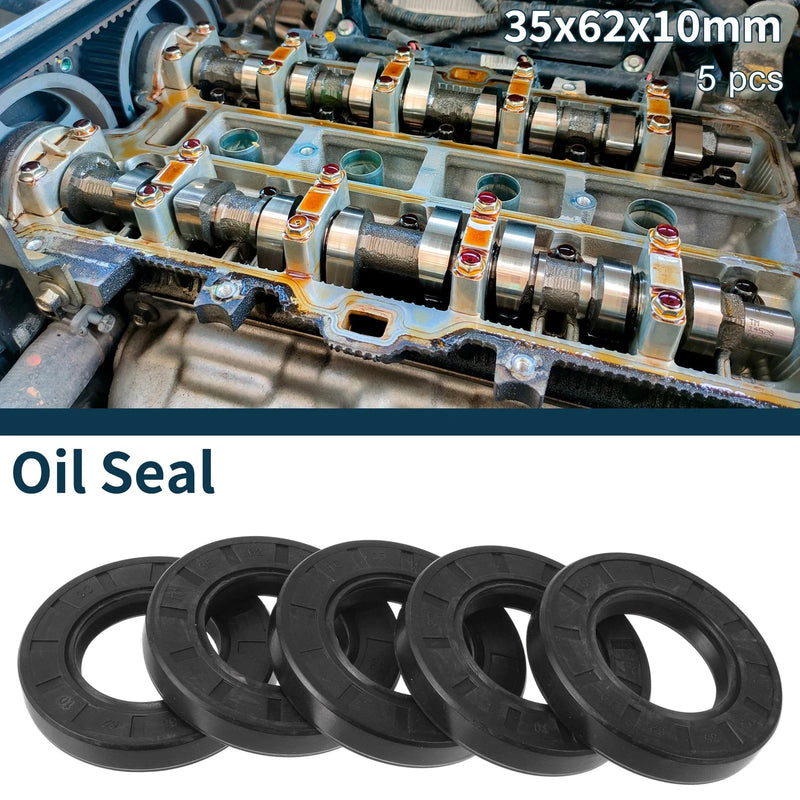 All Makes Oil Seal / 35x62x10mm / NBR Black Rotary Shaft Seal 5Pcs