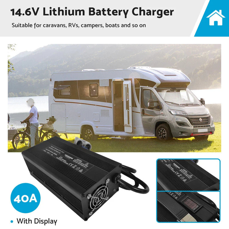 LiFePO4 OZ 40A Lithium Battery Charger with LED Display