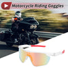 Motorcycle Riding Goggles Red Lens Clear Frame PC Cycling Sunglasses