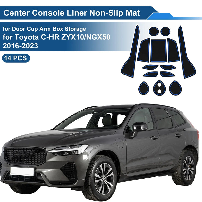 Toyota C-HR ZYX10 / NGX50 (2016-2023) - 14 Pcs Blue Non-Slip Mat Set