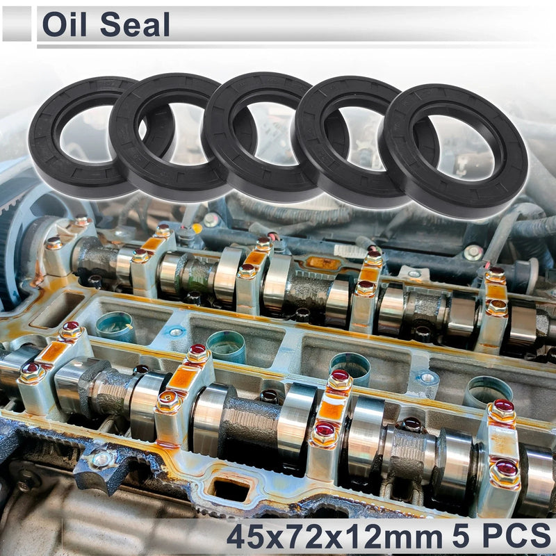 Vehicle Oil Seal 45x72x12mm 5 Pcs NBR Black